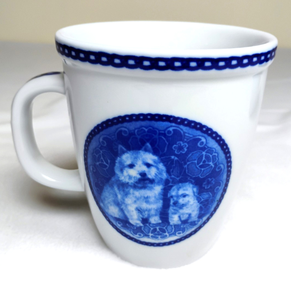 Norwich Terrier Collectible Mug Lekven Design Denmark Blue White Dog Cup